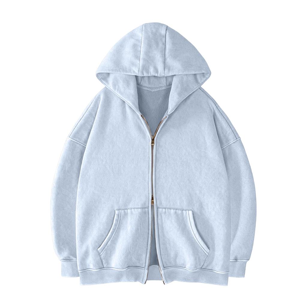 Women's Casual Color Zip-Up Hoodie Sweatshirt for Everyday Wear