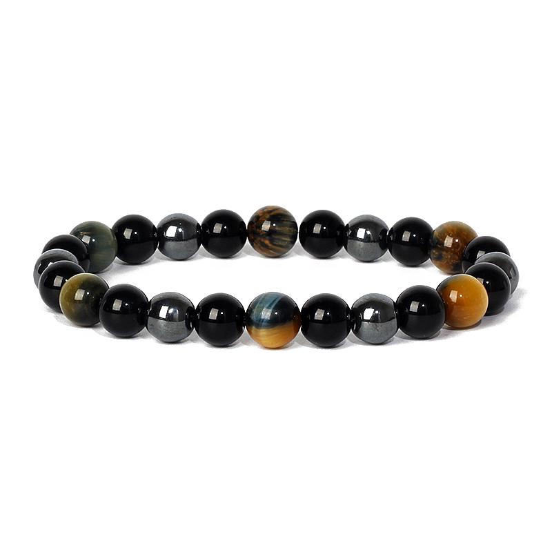 Facted Obsidian Hematite Tiger Eye Bracelets for Magnetic Health Protection Soul Jewelry Nature Stone Beads Bracelet Men Pulsera