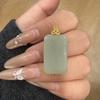 Natural Hetian Jade Wushi Pai Pendant with 925 Silver Clasp