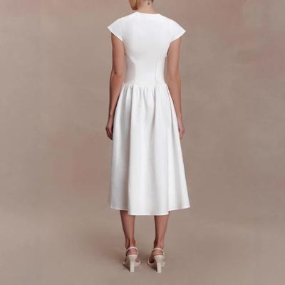 European and American Women's Cross-border Foreign Trade 2025 Light and Mature Summer New Square Collar Waist Thin Evening Dress French Dress