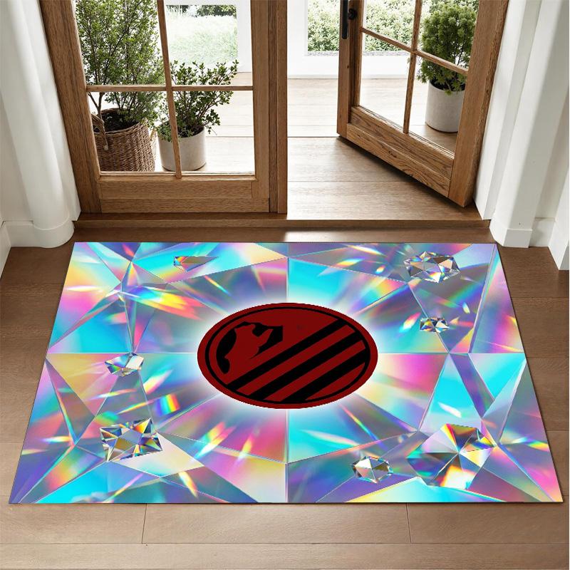 Atletico Madrid Design Crystal Velvet Rug Soft Decorative Mat for Bedroom Entrance