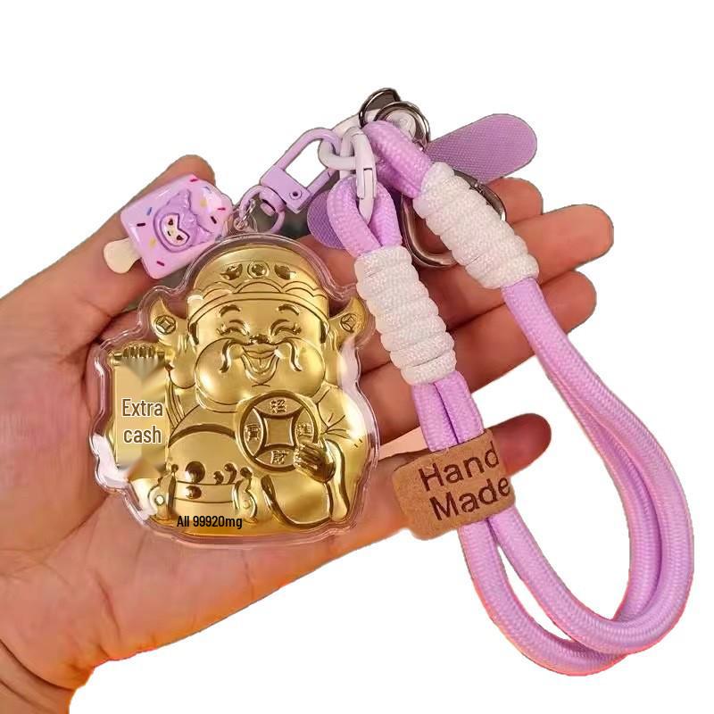 Zawieszka i brelok Bóg Bogactwa z czystego złota 999 - Urok Maneki Neko