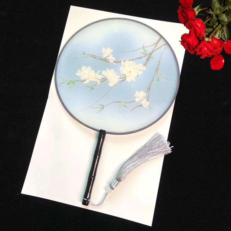 New Semi-Transparent Ancient-Style Round Fan, Double-Sided Palace Fan, Bridal Round Fan, Dance Fan, Chinese Style Classical Hanfu Small Fan