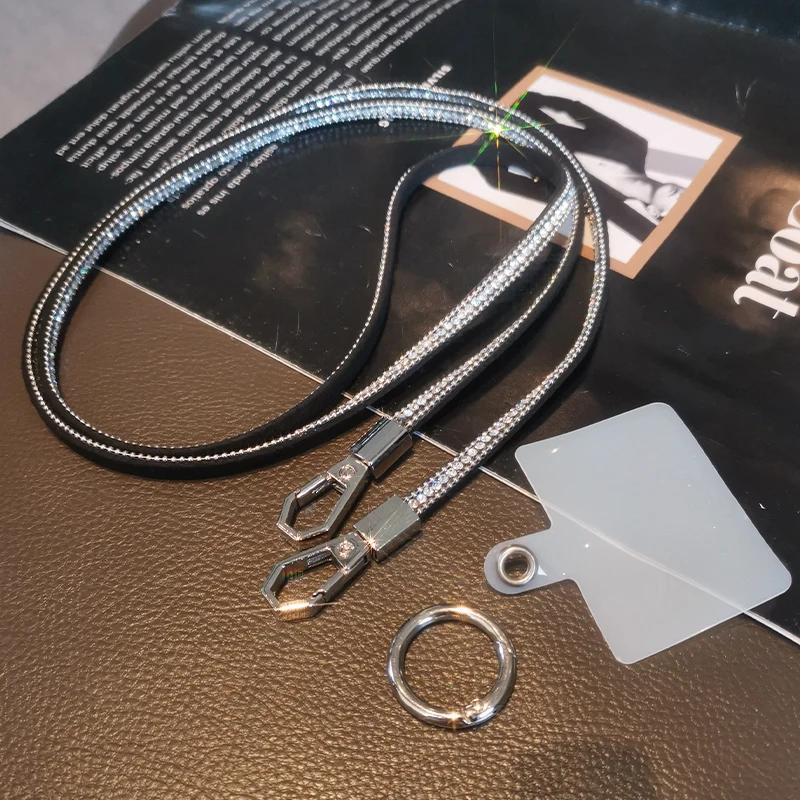 Corda per Appendere il Telefono Cellulare Lunga Laccetto a Tracolla con Strass Catena Completamente Strass Clip Universale con Clip Laccetto Antismarrimento