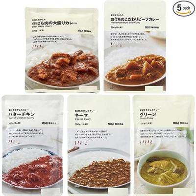 Set de dégustation comparatif MUJI (Mujirushi Ryōhin) Currys axés sur les ingrédients (5 Variétés)