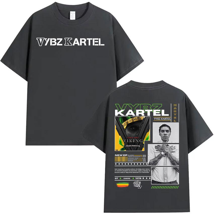 2025 Summer Rapper Vybz Kartel Album Graphic Mens Hip Hop Gothic Short Sleeve TShirt Retro 100 Pure Cotton Printed Tshirt