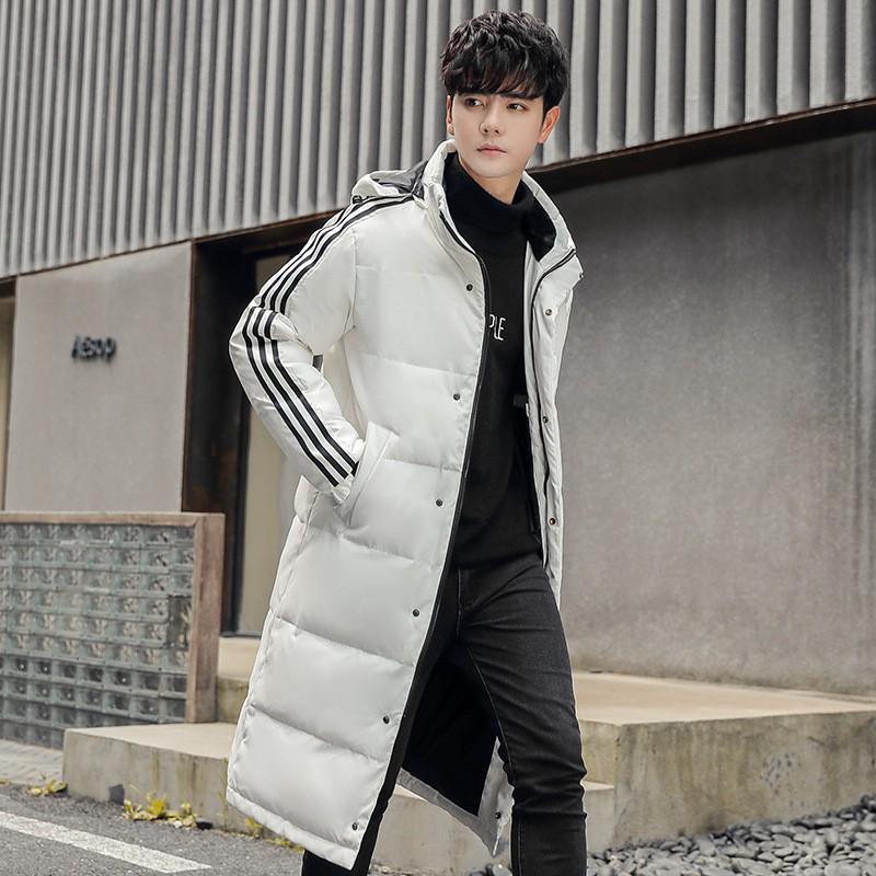 Chaqueta de plumón con capucha para hombre de invierno, larga, corte holgado, 46-50% pato blanco, 650 de poder de relleno, abrigo cálido para exteriores