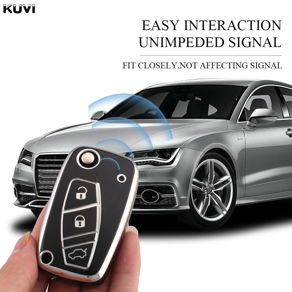Fashion New Tpu Car Flip Key Case Cover Shell Fob Bag For Fiat 500 Panda Stilo Ducato Punto Doblo Bravo Protected Accessories