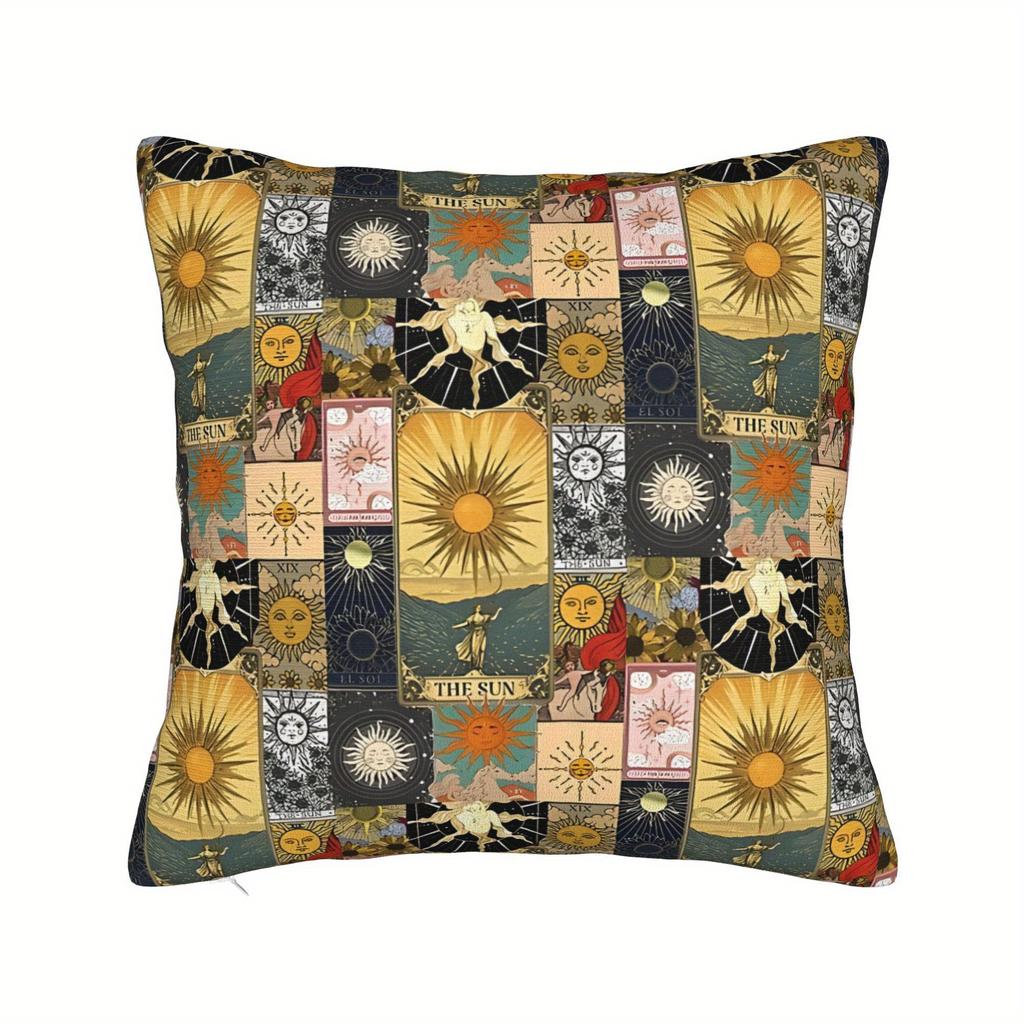 Vikama Sun Tarot Patchwork Sofa Cushion Cover Decorative Pillow Case - Soft Fabric Sofa Decor Accessories