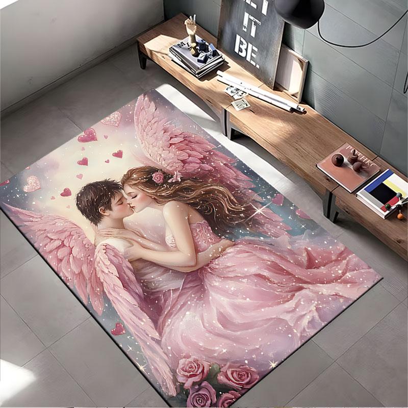 Romantic Angel Couple Carpet suitable as a non-slip mat for the living room or bedroom sofa