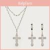 Cross Necklace Set For Women With Pearl Chain And Gemstone Pendant For Style Jewelry