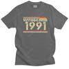 Classic Vintage 1991 Tshirts Unisex Short Sleeved Streetwear T Shirt Stylish Birthday Gift Tshirts Fitted Cotton Tee Tops Gift