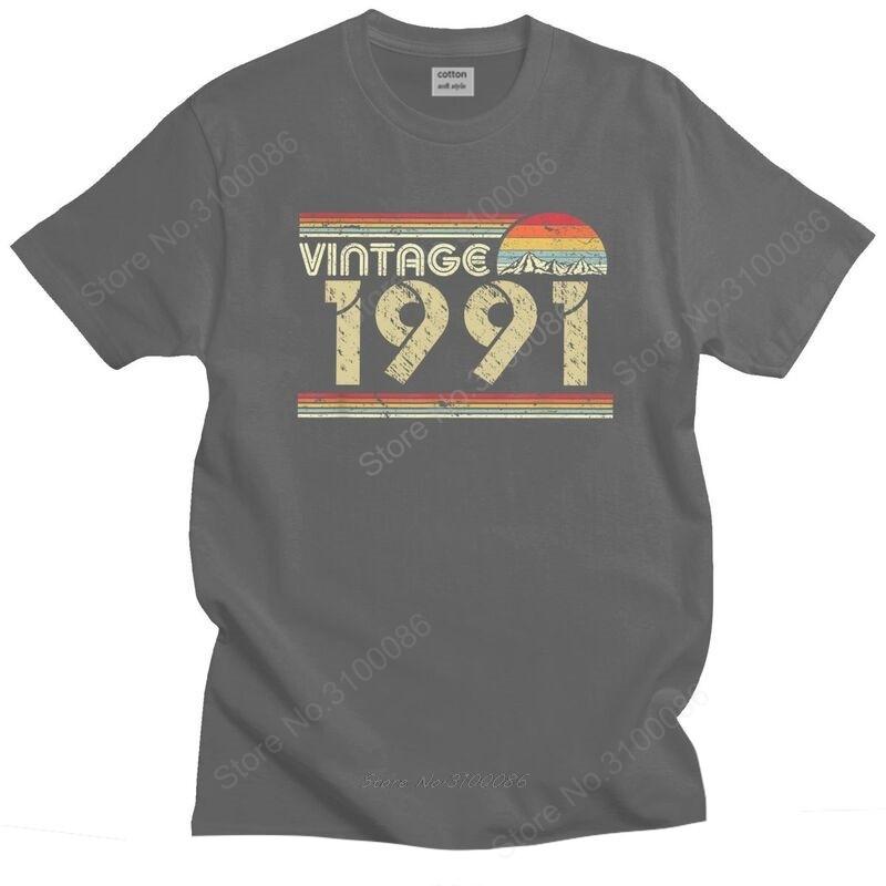 Classic Vintage 1991 Tshirts Unisex Short Sleeved Streetwear T Shirt Stylish Birthday Gift Tshirts Fitted Cotton Tee Tops Gift