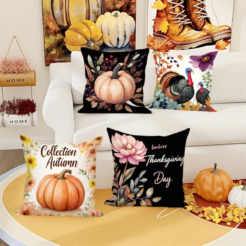 Thanksgiving Festliche Atmosphäre Kürbiselemente Digitale Buchstabenbedruckte Kissenbezüge Umarmungsdekoration Wohnzimmer Heimkissenbezüge