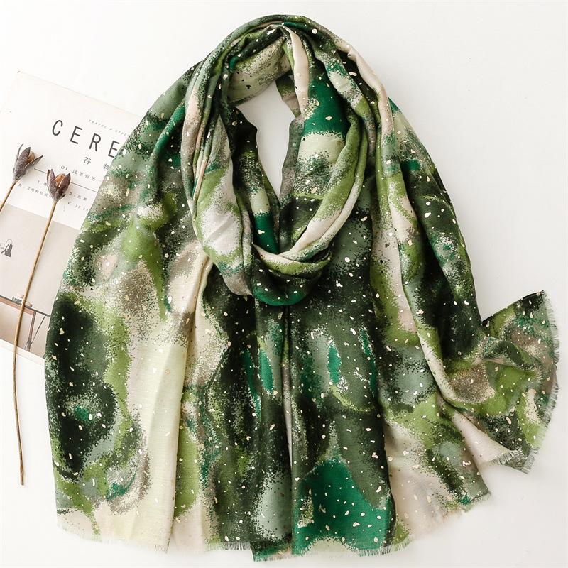 Winter Ombre Tie Dyed Painting Fringe Viscose Shawl Scarf Lady High Quality Print Pashmina Stole Bufandas Muslim Hijab 180*90Cm