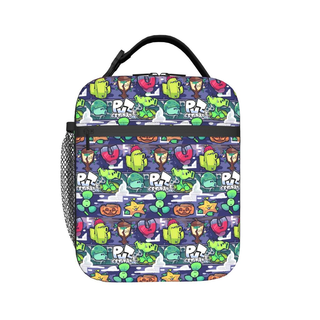 Custom Plants Gaming Zombies Lunch Bag Women Cooler Thermal Insulated Lunch Box for Adult Office