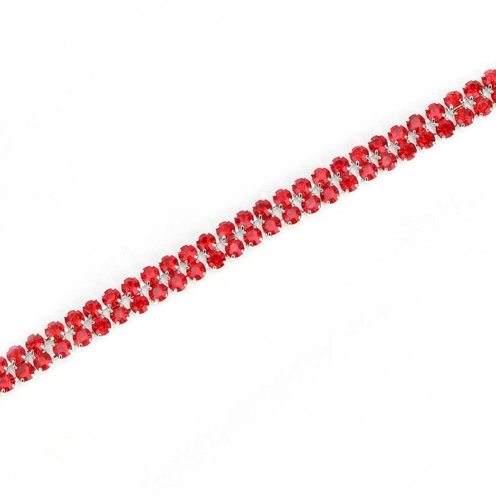 1pcs 3mm Rhinestones Rhinestone Chain Ribbon 2 Row Design DIY Wrap Roll Ribbon  For DIY Crafts
