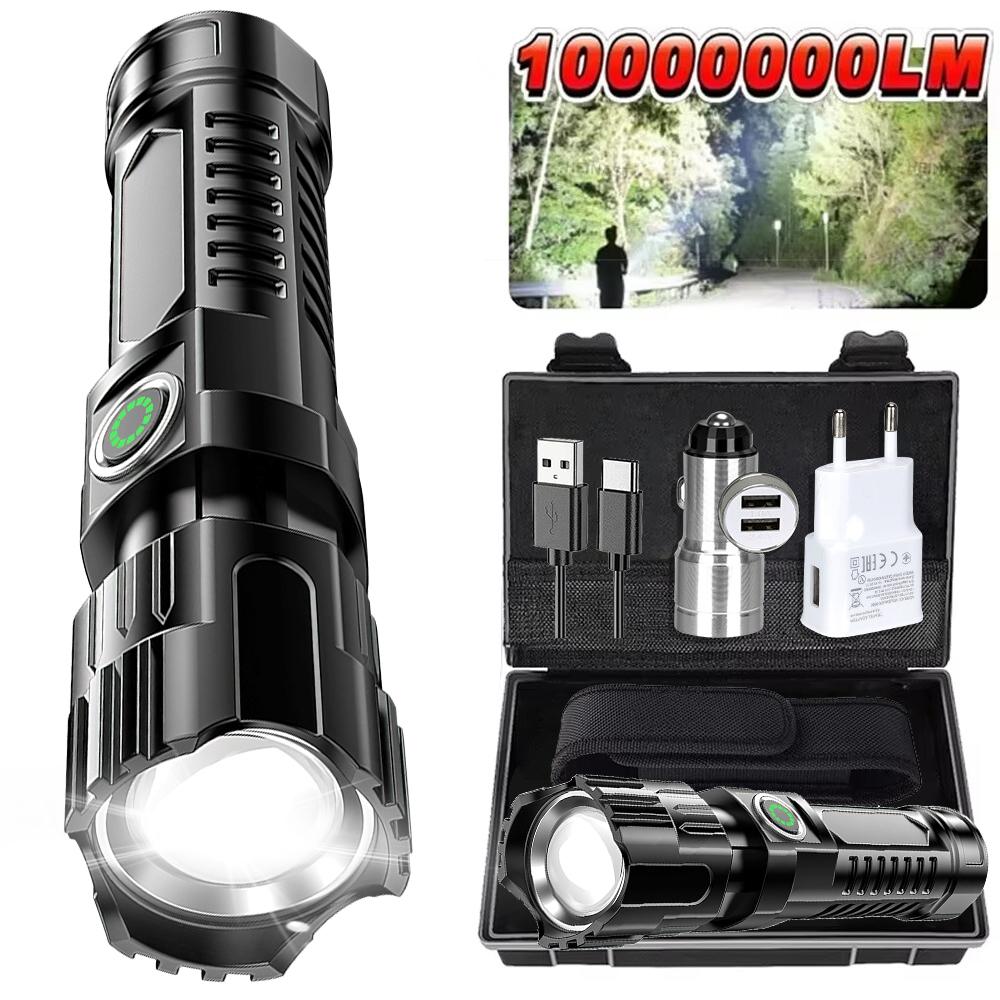 Ultra Bright Zoomable LED Flashlight,Rechargeable 3 Lighting Modes Portable High Lumens Outdoor Camping Fishing Emergency Hiking