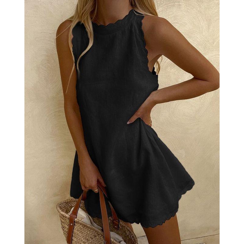 

Dress Western Style Foreign Trade Women clothes Amazon Hot Products Sexy Solid Sleeveless Loose Women s vest Dress Black 5XL
