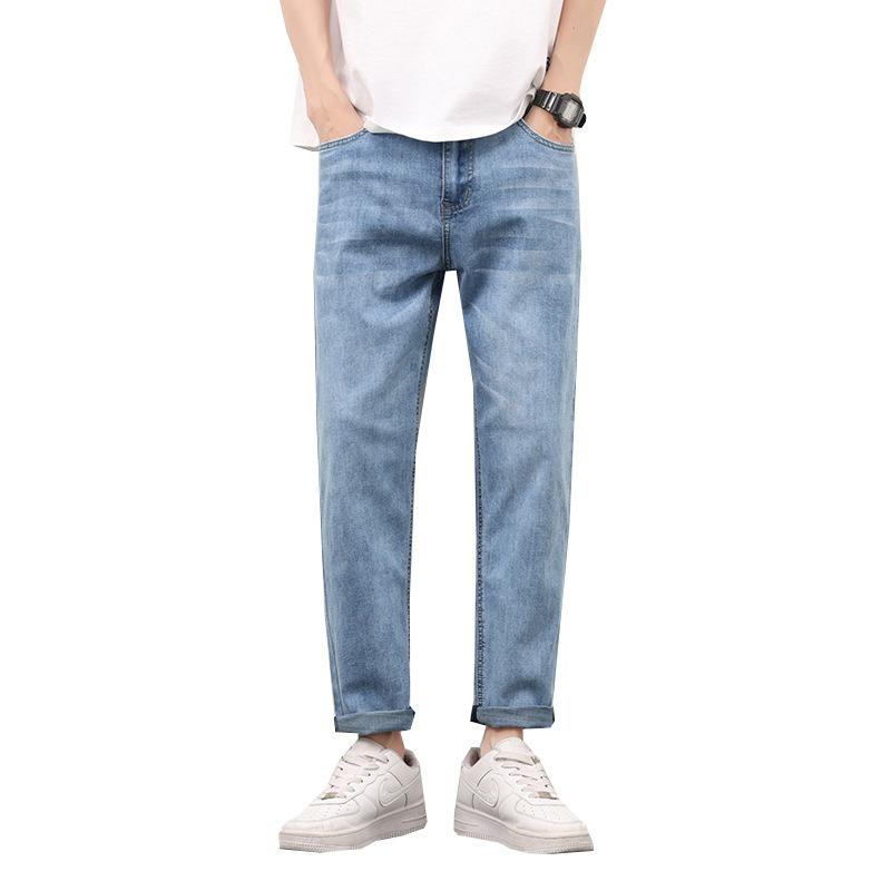 Straight-leg Jeans Summer Thin Trendy Brand Slim Straight-leg Pants Korean Style Trendy Stretch Jeans Men's High Street American Style
