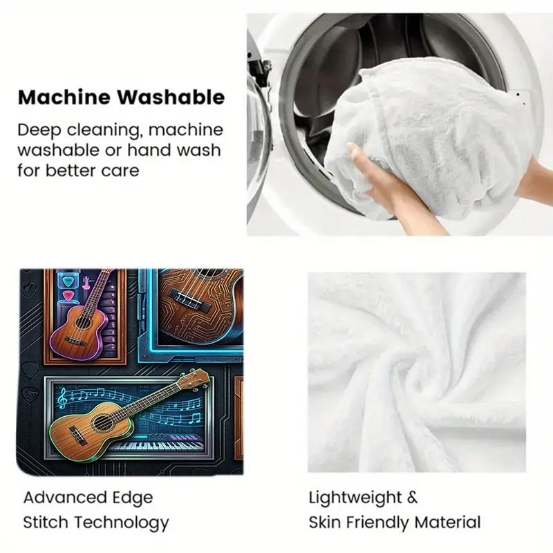 Guitar Collection Showcase 2D Flat Pattern Flannel Blanket, High Quality All Seasons, Home Decor, Warmth and Comfort, Perfect for Christmas Gifts.
