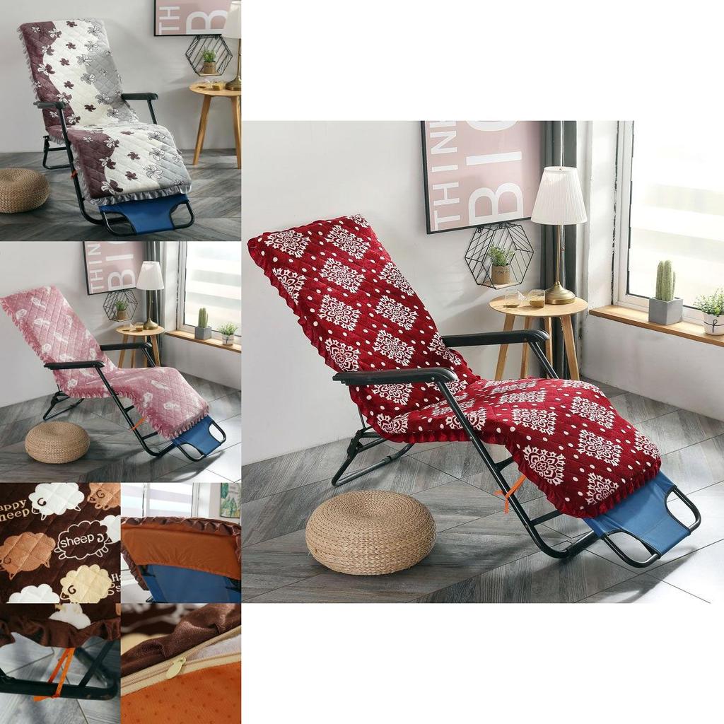 Luxurious Washable Flannel Deck Chair Cushion With Thick Padded Flower Print Design