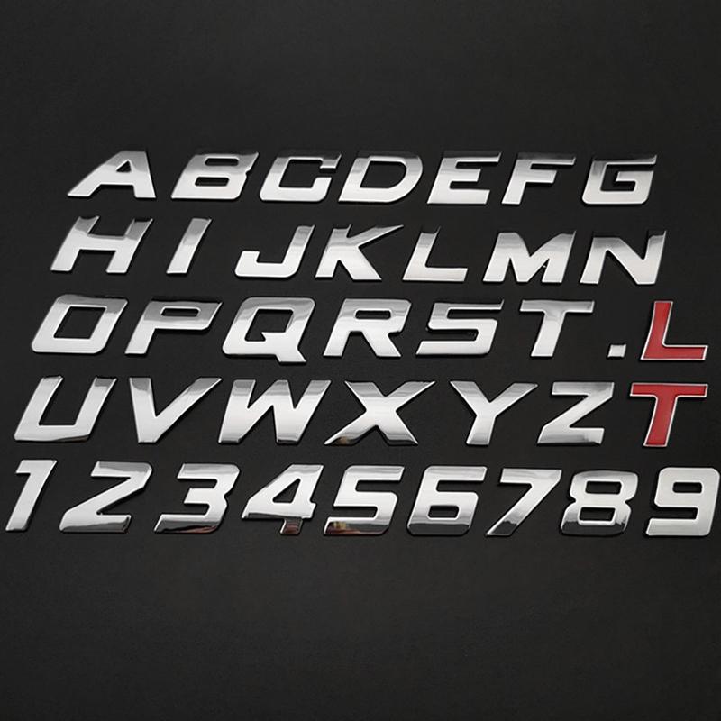 New 3D Metal 25mm Italic Car Letters Alphabet Emblem Numbers Chrome Labeling Auto Sticker Trunk Logo Letters Emblem Accessories