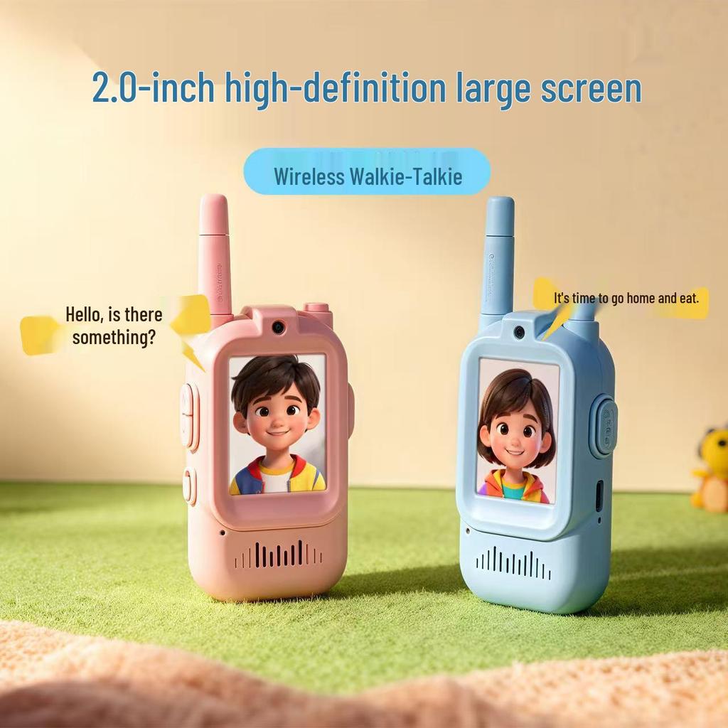 Kinder-Video-Walkie-Talkie mit großer Reichweite, Antenne und TYPE-C-Ladefunktion – Süßes interaktives Outdoor-Spielzeug mit verlängerter Akkulaufzeit