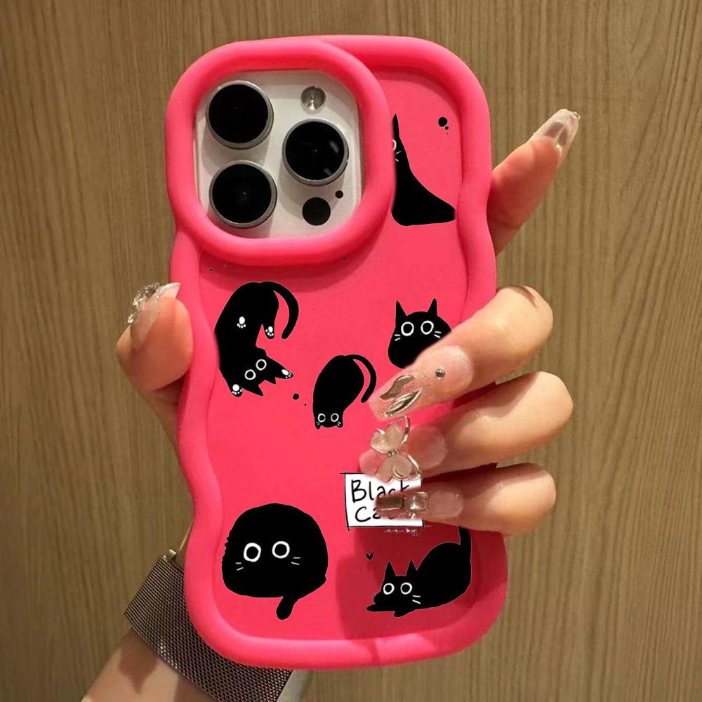 LZ11 cat Cute art design Wave Silicone Phone Cases for Samsung A15 S23 FE S24 Ultra A34 A54 A14 Motorola G32 OnePlus Soft Cover