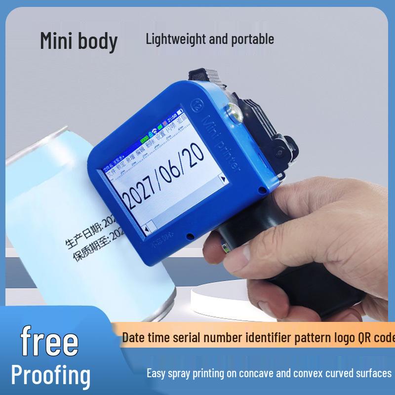 Handheld Portable Inkjet Printer with Handle for Date, Batch, Serial Number, and Barcode Coding