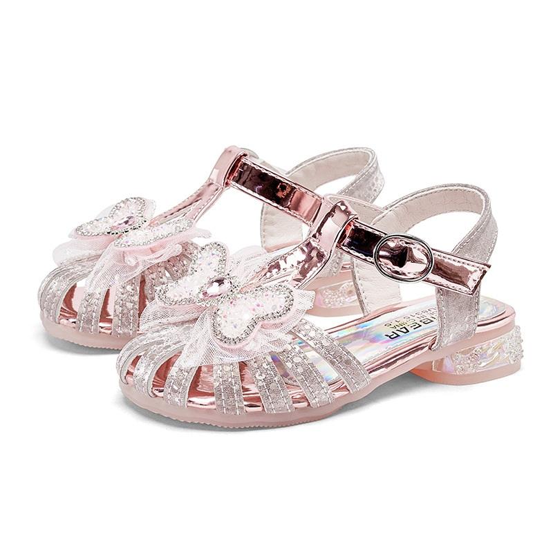 

HobiBear Взуття для дівчинки Літні дитячі босоніжки принцеси Босоніжки з кришталем на м якій підошві для дівчинки Ельза 36 рожевий