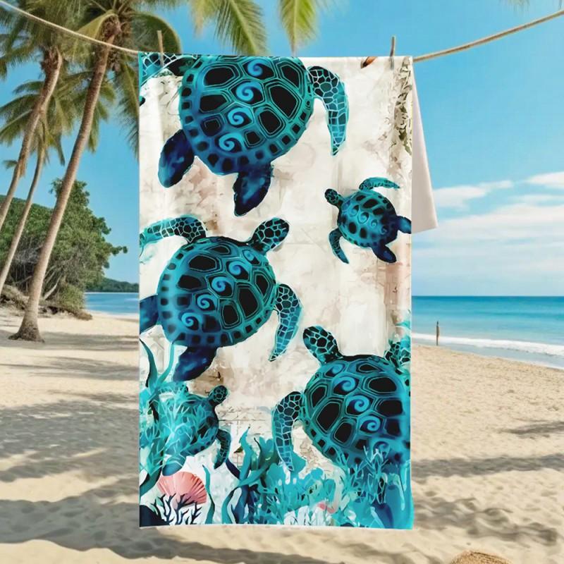 Ultra Absorbent Microfiber Beach Towel With Sea Turtle Print Quick Dry Large Size 70x140cm Pool Vacation Travel
