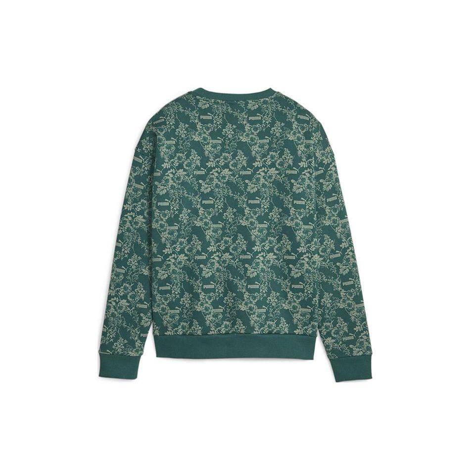 Puma All Over Print Casual Loose Round Neck Warm Sweatshirt Women Sweatshirt Dark-Green 680154-43