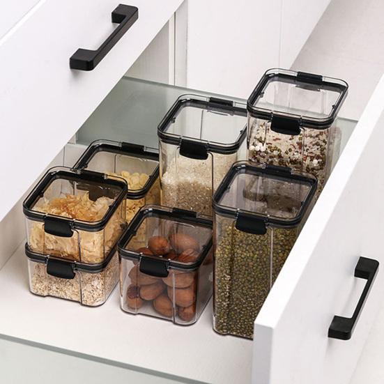Szczelne pojemniki do przechowywania żywności z pokrywką Plastikowe Pojemniki do organizacji spiżarni Kuchenne na płatki, suche produkty, mąkę, cukier