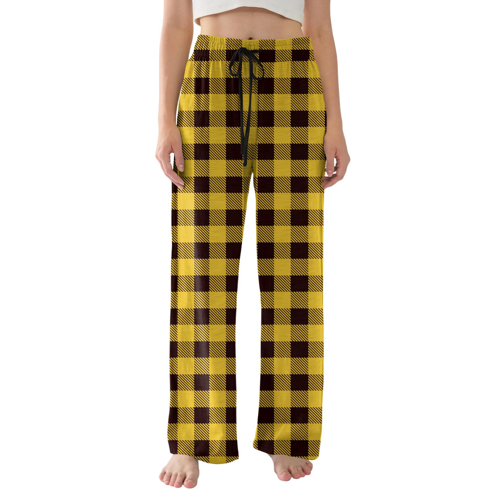 

Womens Pajama Pants Lightweight Casual Comfy Palazzo Pants Sleepwear Loungewear Bottoms With Pockets XL жёлтый