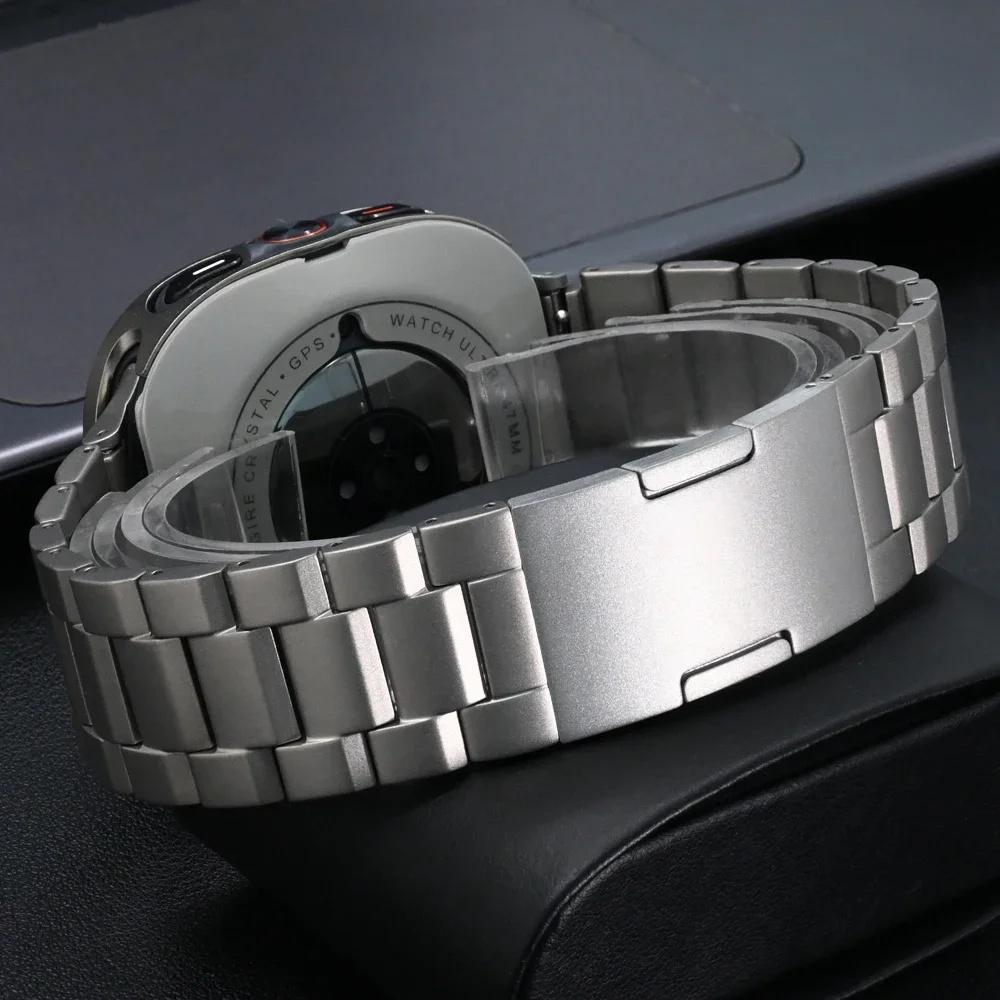 Watch Band for Samsung Galaxy Watch8 44mm/40mm/Watch8 Classic 46mm Titanium Alloy 3-Bead Wrist Strap