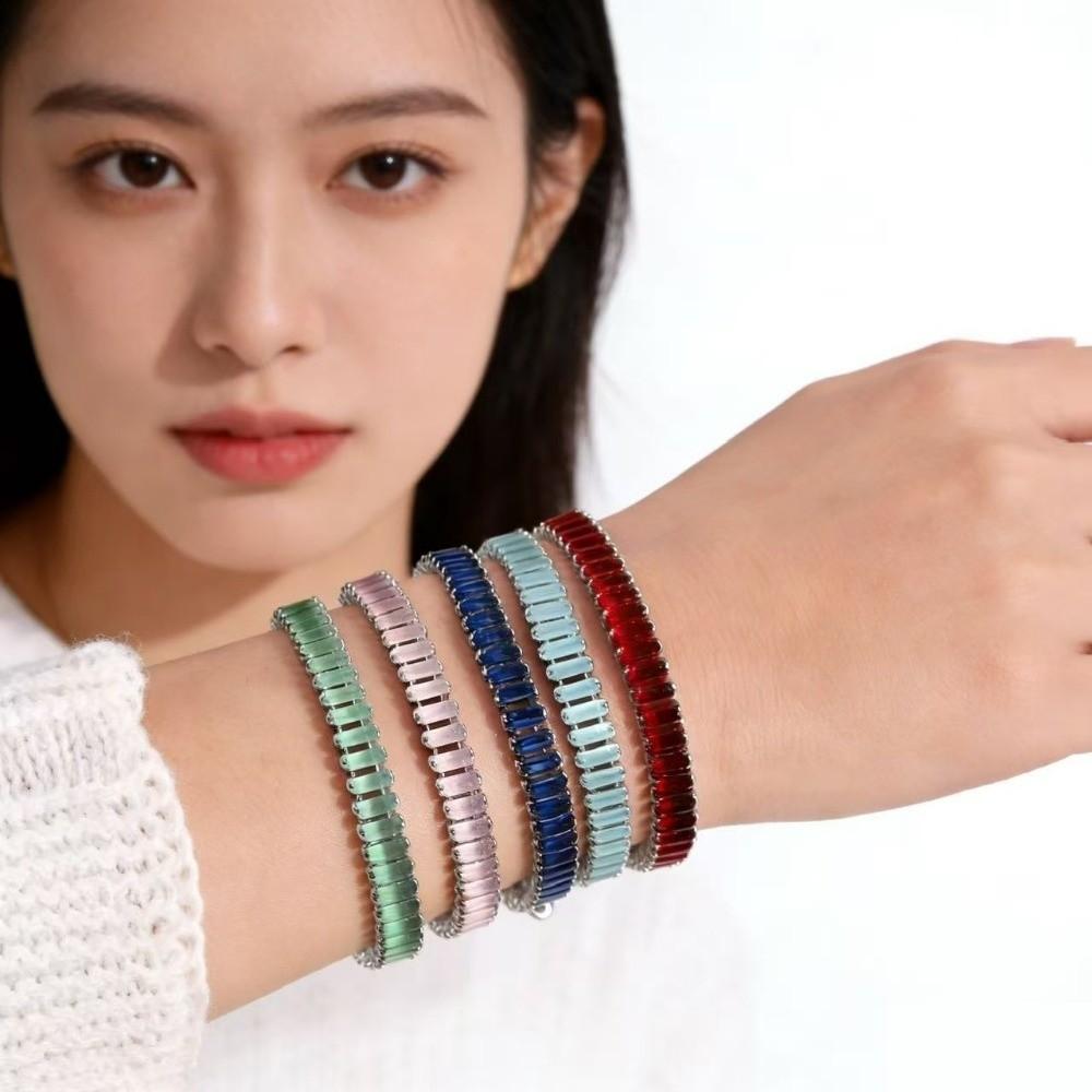 Rectangle Zirconia Zircon Chain Bracelet Rainbow Hand Chain New Crystal Bangles Jewelry