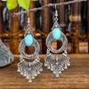Vintage Earrings Silver Geometric Turquoise Drop Earrings Bohemian Dangle Jewelry for Women