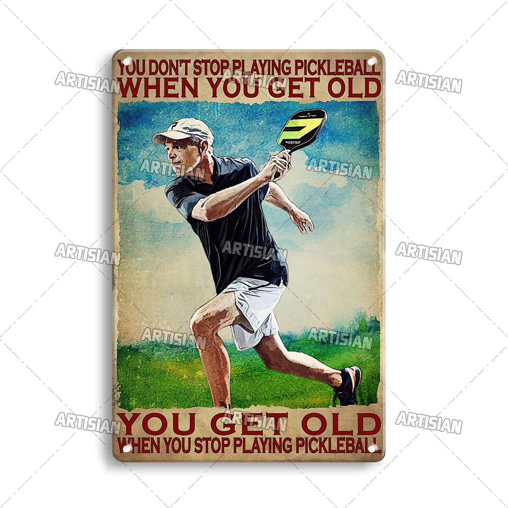 Mfoever Tin Sign Artisian SPORT Metal Sign Tennis Tin Poster Decorative Plate Badminton Cricket Pickleball Plaque Wall Decor Garage Bar Pub Club