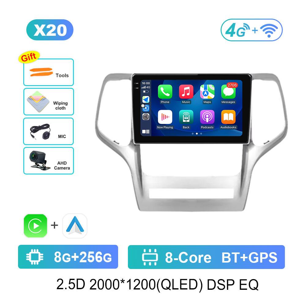 Bluetooth WiFi GPS Navigation Android System for Jeep Grand Cherokee 2008 - 2013 QLED Screen Car Radio Multimedia Player 4G