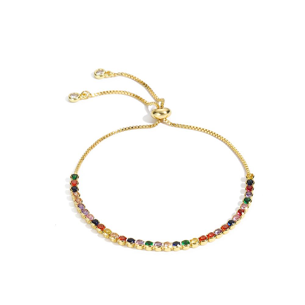 

Luxury Round Rainbow AAA+ Cubic Zircon Tennis Necklace For Women Short Iced Out Bling Neck Accessories Jewelry