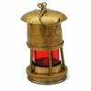 6" Antique Style Brass Nautical Miner Ship Lantern Oil Lamp Red Glass Décor Gift