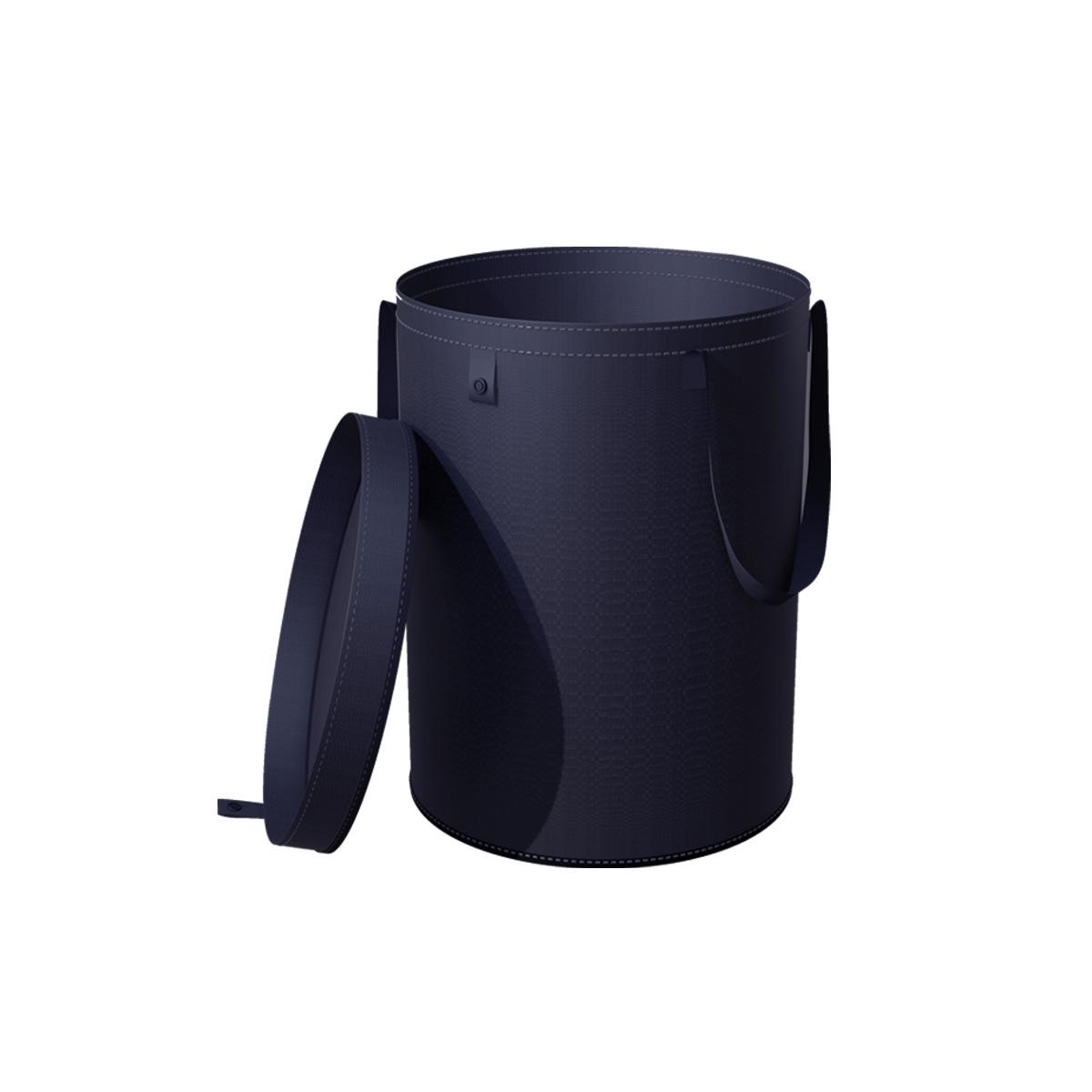 

Foldable Storage Bucket PP Woven With Lid Household Sundries Storage Dirty Clothes Basket Laundry Hamper 37x50cm синій
