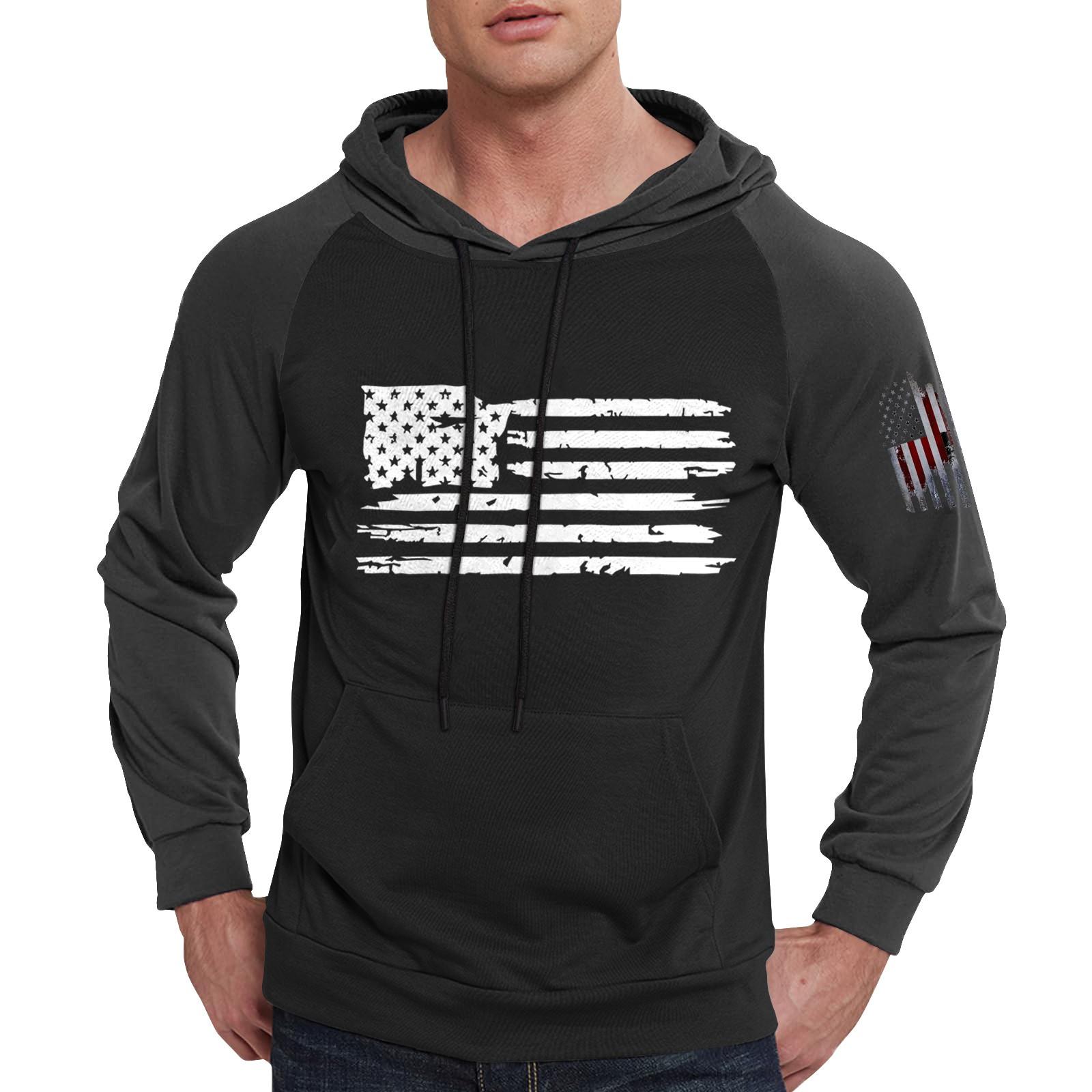 

Мужская повседневная толстовка с капюшоном, завязками, длинными рукавами, принтом флага и карманами XXL