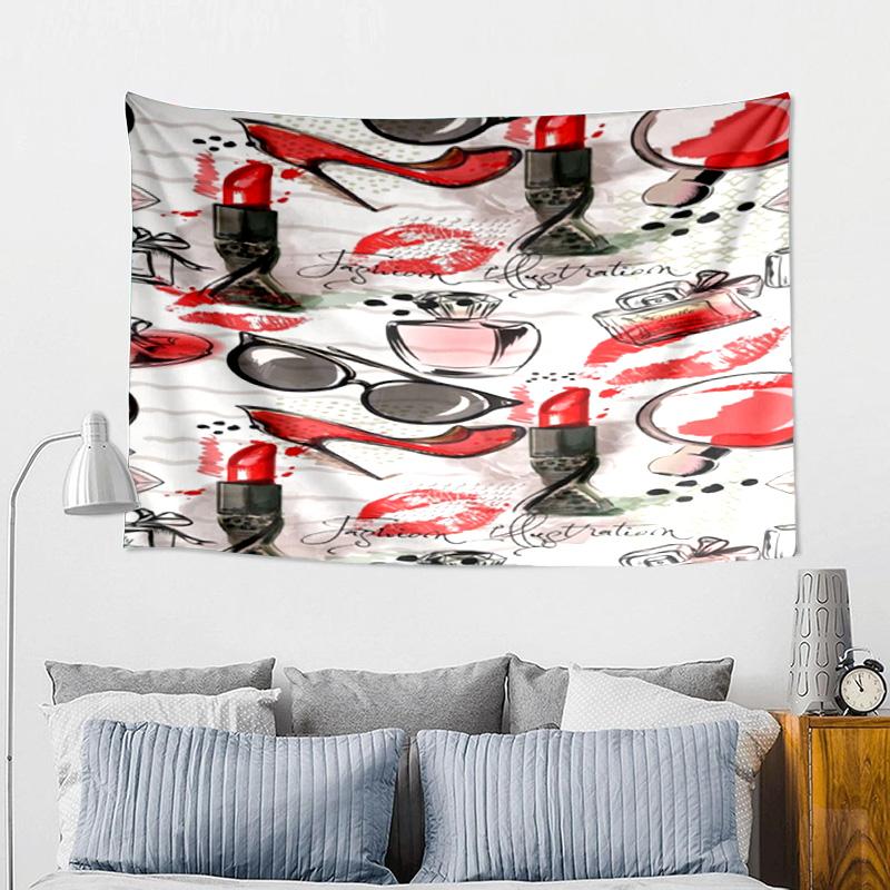 Colorful Lipstick Collection Printed Tapestry, Wall Hanging,Livingroom, dormitory, Large Wall Decor, Fabric Decor Fan Birthday Gifts