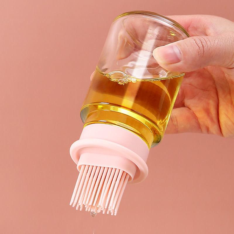 Kitchen Oil Brush Silicone Brush with Bottle PancakeHigh-temperature ResistantHairless Integrated Baking Food Brush Bakewares