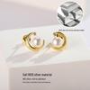 Ins Style Freshwater Pearl Star & Moon Sterling Silver Earrings for Women