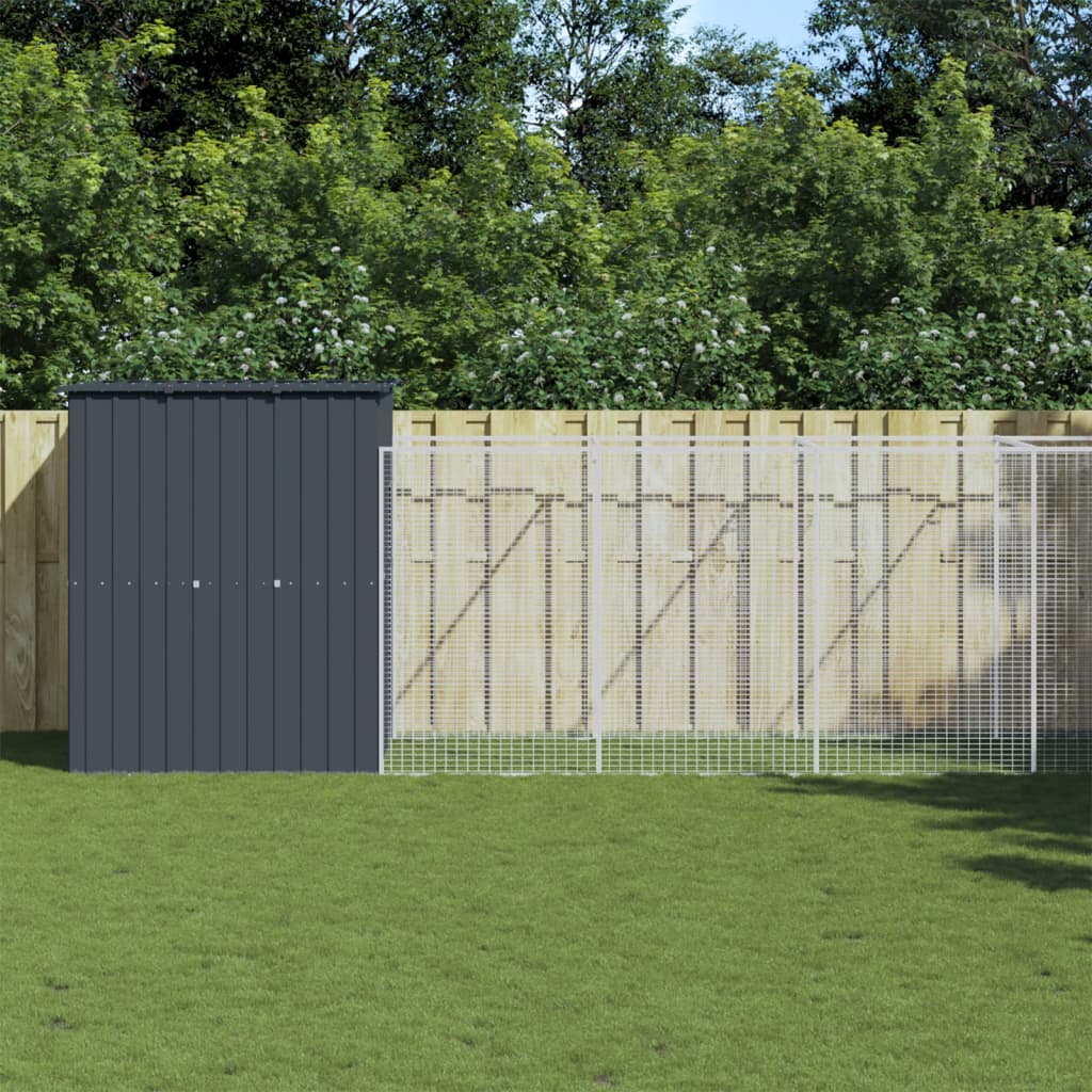 Vidaxl Buda Dla Psa, Z Wybiegiem, Antracytowa, 165X659X181 Cm, Stal