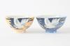 Mino Ware Pair of Rice Set of Made in Crane Blue MIG013 Bowls, 2, Medium-Sized, Japan, Design, & Orange,