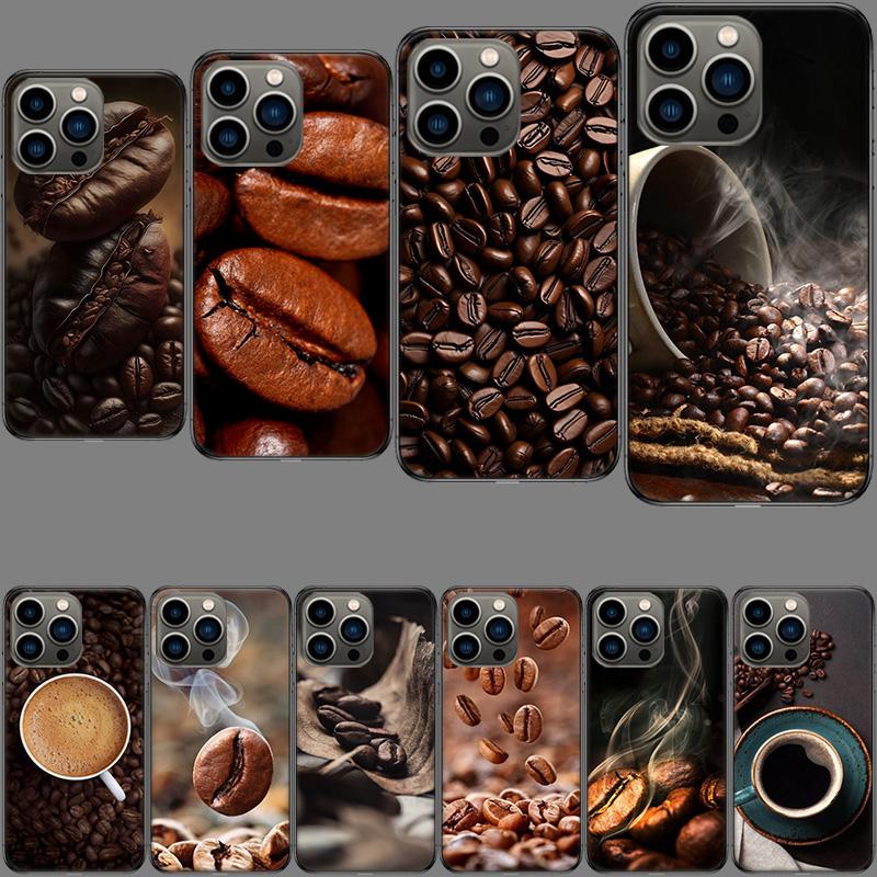 Newly Baked Coffee Beans Phone Case For Iphone 16E 15 Pro 14 Plus 17E 16 17 Pro Max Air 11 12 13 Mini Shockproof Capa Cute Co